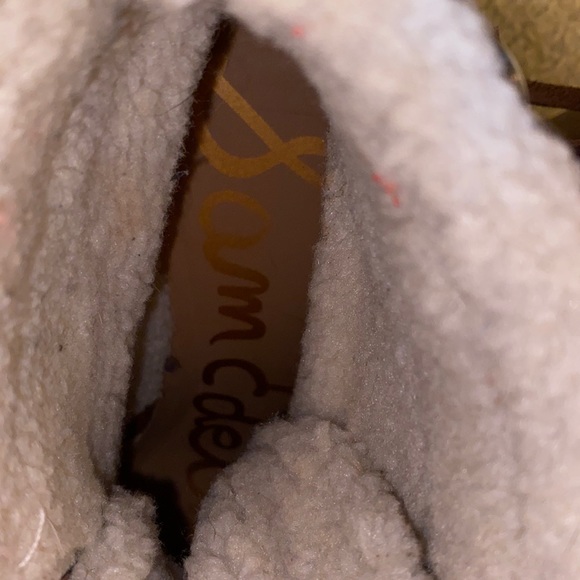 SAM EDELMAN fringe suede furry lined wedge ankle boots 7 - Picture 4 of 6